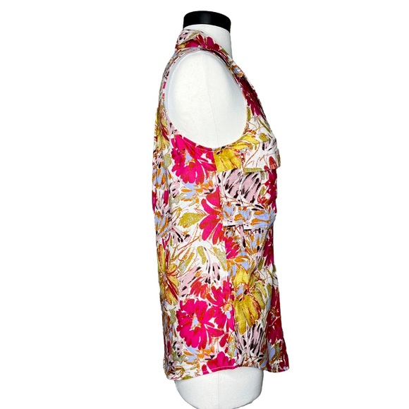 Anthropologie Porridge Red Floral Blouse Size 0 Sleeveless Cotton Boho Pockets - Picture 3 of 9